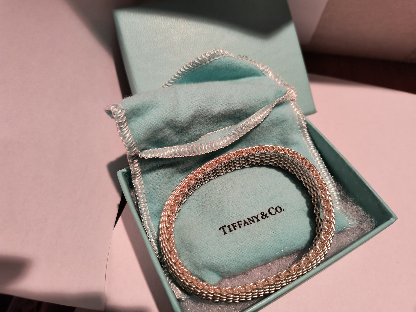 TIFFANY Somerset Collection Mesh Flex Bangle-925 sterling silver